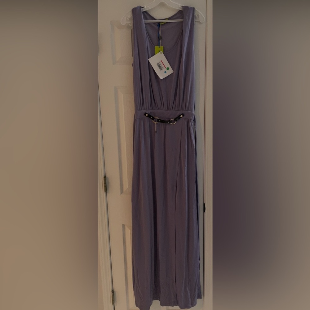 Versace Jeans Collection Strapless Purple Dress with Black Belt